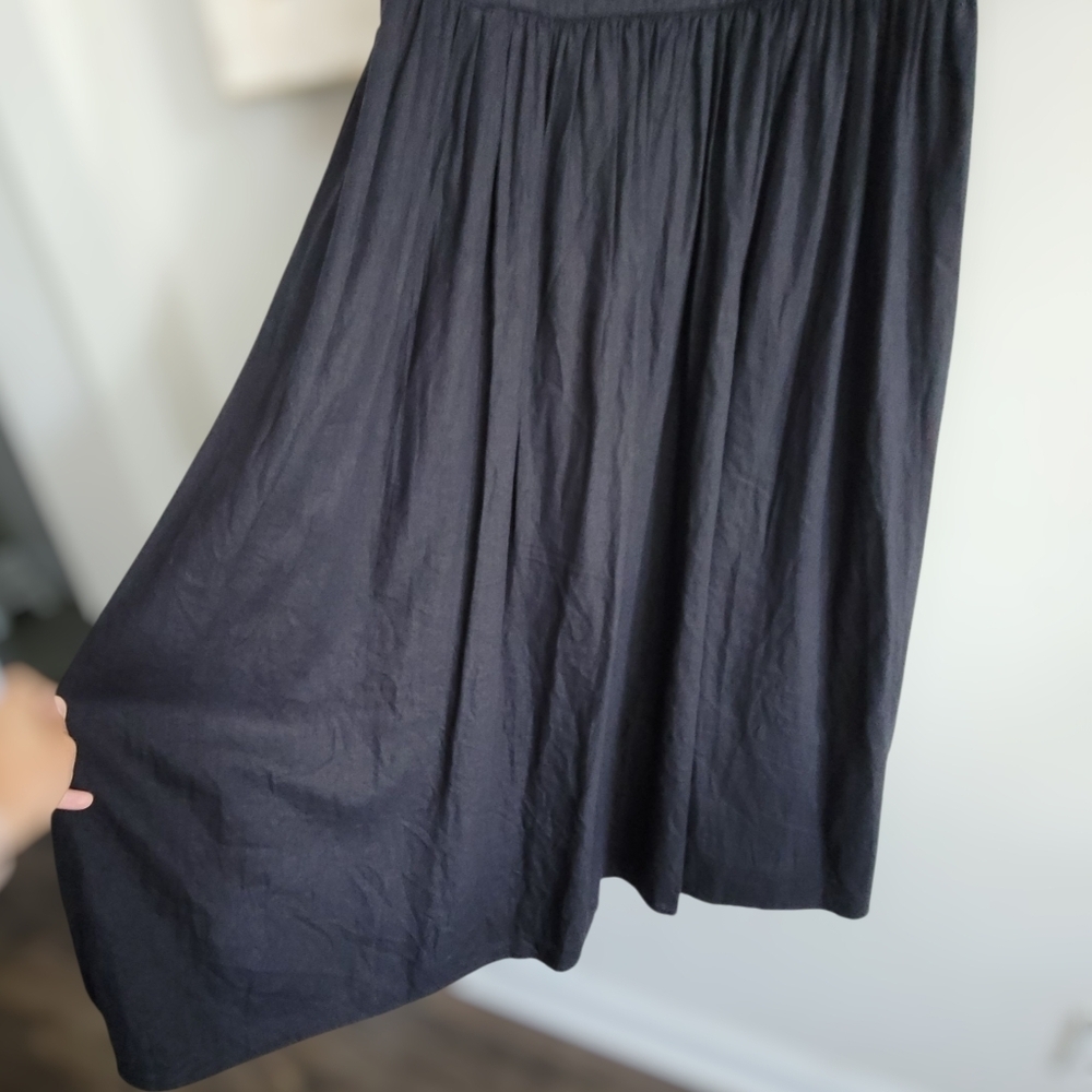 ANN TAYLOR, Scalloped Linen Blend Midi Dress, Black, Sz 8 - Picture 6 of 8